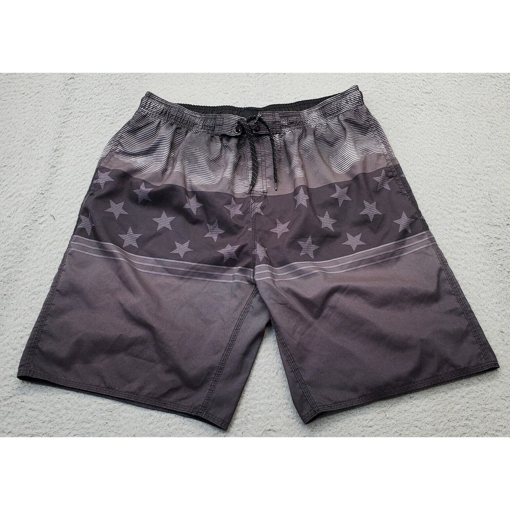 Burnside Swim Trunks Men Large Multi Mesh Lined Pleated Elastic Waist Drawstring